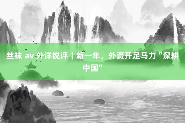 丝袜 av 外洋锐评｜新一年，外资开足马力“深耕中国”